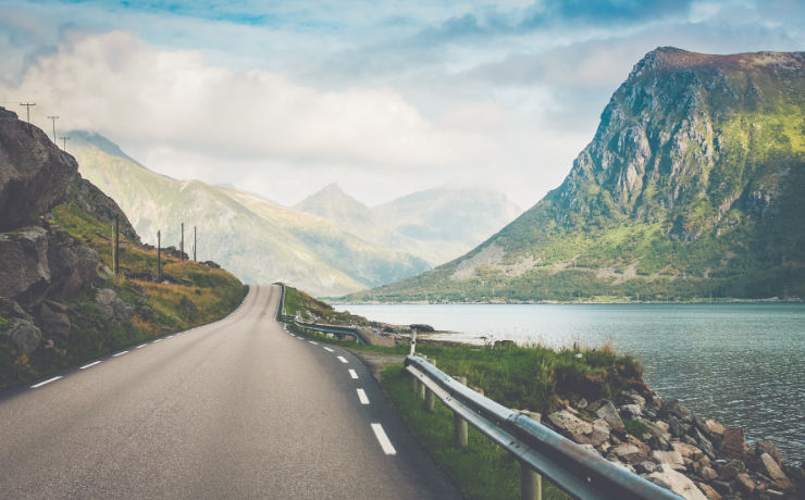 De wegen in Noorwegen zijn goed en zeker niet saai