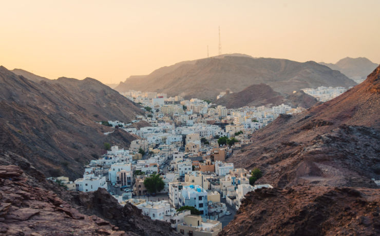 Het dorp Al Hamriyah in Oman
